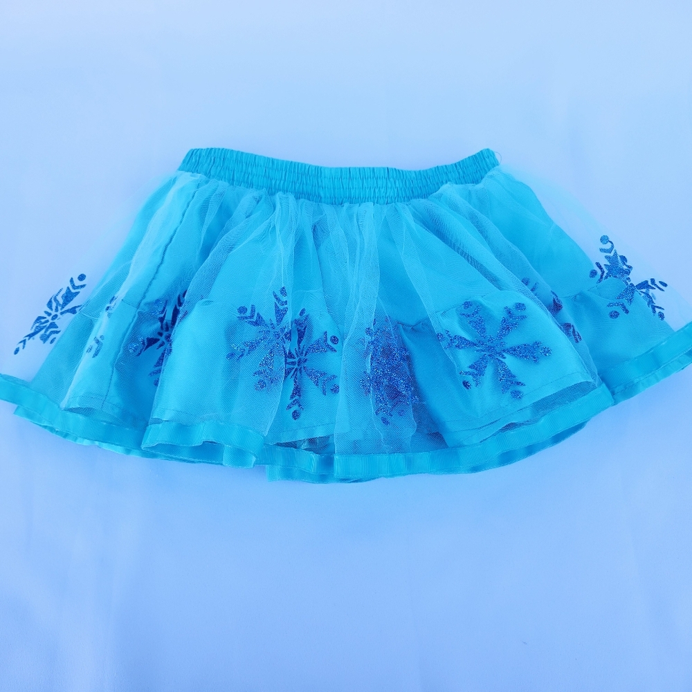 Disney Parks Princess Cinderella Blue Sparkle Ruffle Fluffy Skirt Sz-5 Pre-Owned